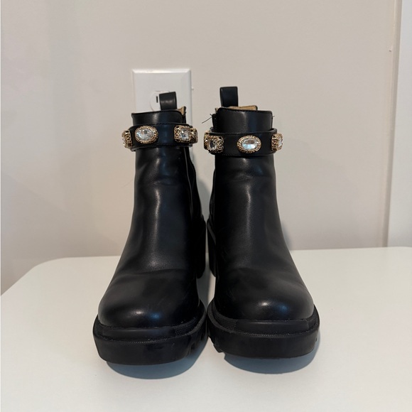 Steve Madden Black Chelsea Booties with Gem-Embellished Strap - Picture 3 of 6